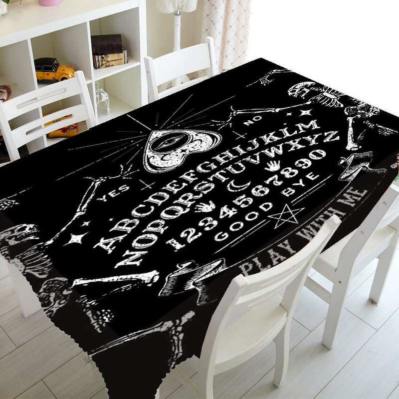 Klasický čierny magický obrus Ouija, obrus s duchovnou doskou, obdĺžnikový štvorcový obrus na stôl s čarodejníctvom