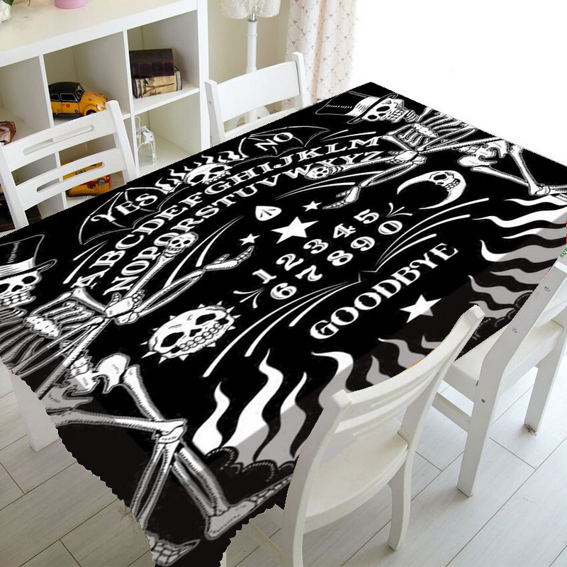 Klasický čierny magický obrus Ouija, obrus s duchovnou doskou, obdĺžnikový štvorcový obrus na stôl s čarodejníctvom