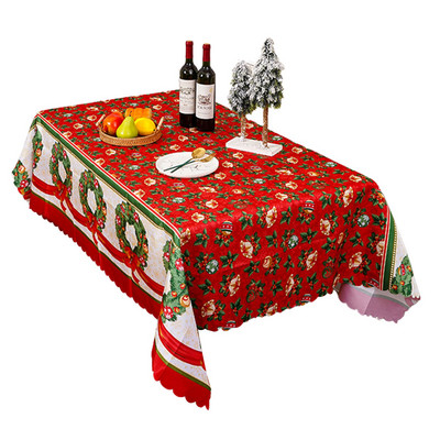 150x180cm Kalėdinė staltiesė stačiakampė vandeniui atspari poliesterio daugkartinio naudojimo kalėdinio valgomojo stalo danga 2022 m. Kalėdų puošmena
