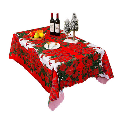 150x180cm Kalėdinė staltiesė stačiakampė vandeniui atspari poliesterio daugkartinio naudojimo kalėdinio valgomojo stalo danga 2022 m. Kalėdų puošmena