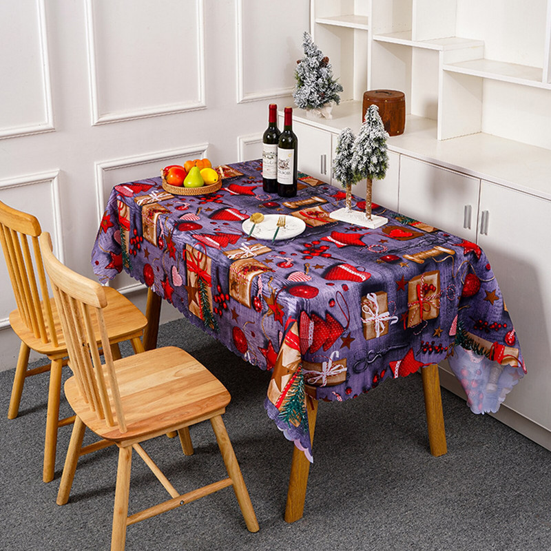 150x180cm Kalėdinė staltiesė stačiakampė vandeniui atspari poliesterio daugkartinio naudojimo kalėdinio valgomojo stalo danga 2022 m. Kalėdų puošmena