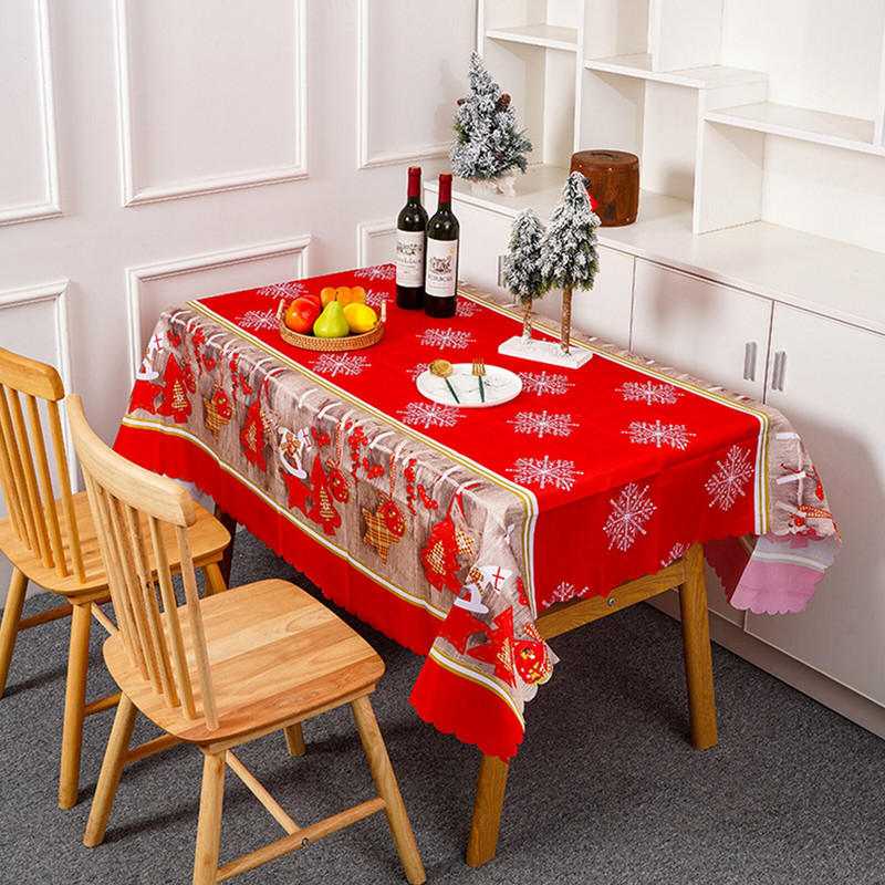150x180cm Kalėdinė staltiesė stačiakampė vandeniui atspari poliesterio daugkartinio naudojimo kalėdinio valgomojo stalo danga 2022 m. Kalėdų puošmena