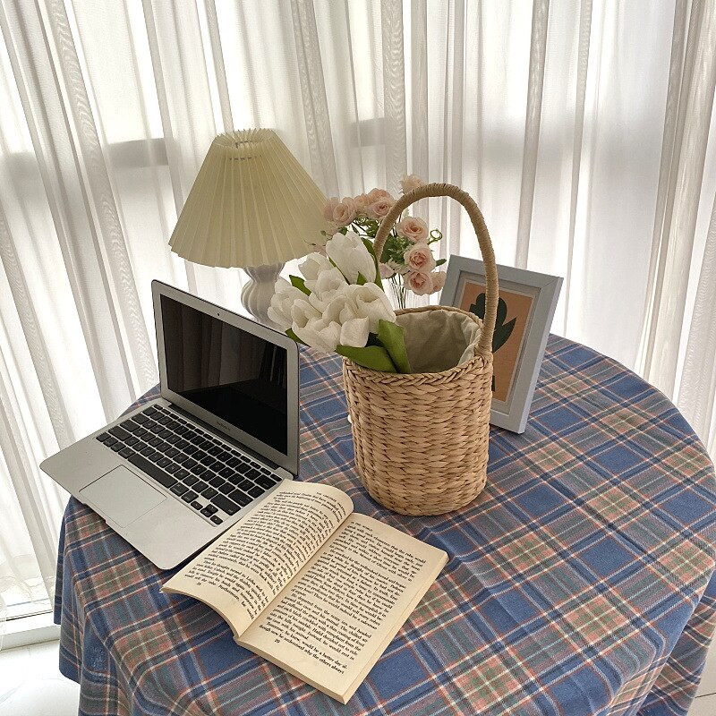 Korėjietiška Ins žalia languota staltiesė, paprasta be spausdinimo stiliaus, studentų miegamasis, stalas, rašomasis stalas, fono audinio sofos rankšluostis