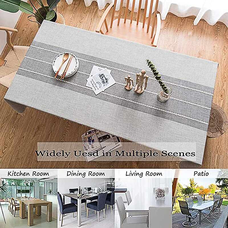 Medvilninė ir lininė staltiesė Apsauga nuo raukšlių ir neišblukus, gali būti naudojama valgomojo staltiesei viduje ir lauke.