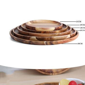 Πιάτο καφέ από καθαρό φυσικό ξύλο Δίσκος σερβιρίσματος τσαγιού Πρωινό Δίσκος ψωμιού Πιάτο αποθήκευσης Τετράγωνος στρογγυλός δίσκος