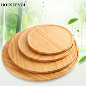 Kerek bambusz tálaló tálca Tea sütemény torta tálca sajttábla étkészlet Környezetbarát fa tányérok Konyhai eszközök partikhoz