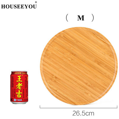 Kerek bambusz tálaló tálca Tea sütemény torta tálca sajttábla étkészlet Környezetbarát fa tányérok Konyhai eszközök partikhoz