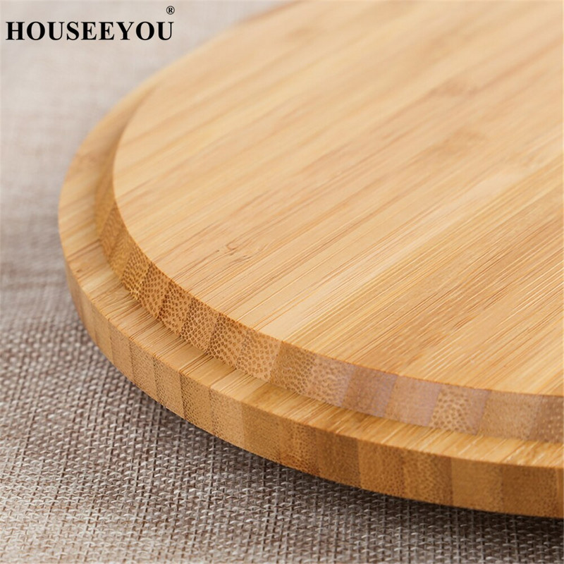 Kerek bambusz tálaló tálca Tea sütemény torta tálca sajttábla étkészlet Környezetbarát fa tányérok Konyhai eszközök partikhoz
