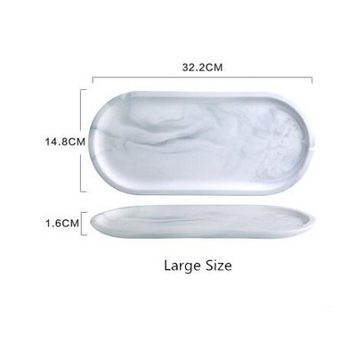 Ceramica Tava de marmura Tava alba de depozitare Ovala Elipsa Fructe Farfurie decorativa Bijuterii Alimente Desert Decorat de birou