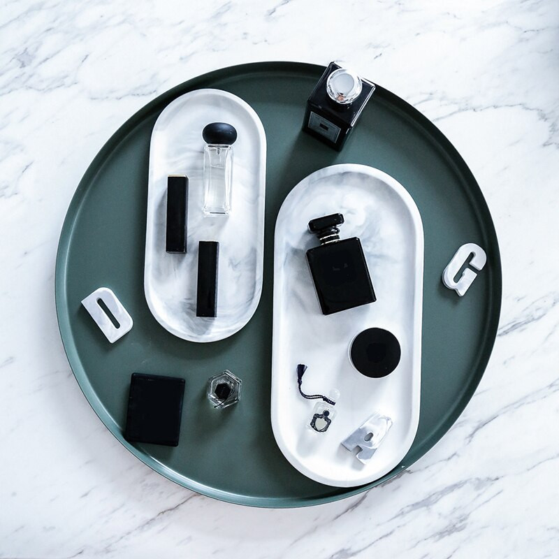 Ceramica Tava de marmura Tava alba de depozitare Ovala Elipsa Fructe Farfurie decorativa Bijuterii Alimente Desert Decorat de birou