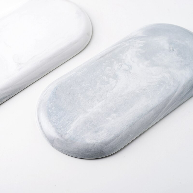 Ceramica Tava de marmura Tava alba de depozitare Ovala Elipsa Fructe Farfurie decorativa Bijuterii Alimente Desert Decorat de birou