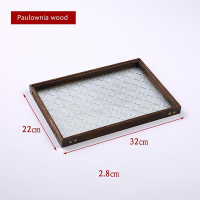 Japán vintage virágos üveg tömörfa tálcák dekoratív rendszerező asztal tároló kosár téglalap alakú tálcák ételek felszolgálásához