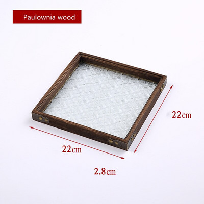 Japán vintage virágos üveg tömörfa tálcák dekoratív rendszerező asztal tároló kosár téglalap alakú tálcák ételek felszolgálásához