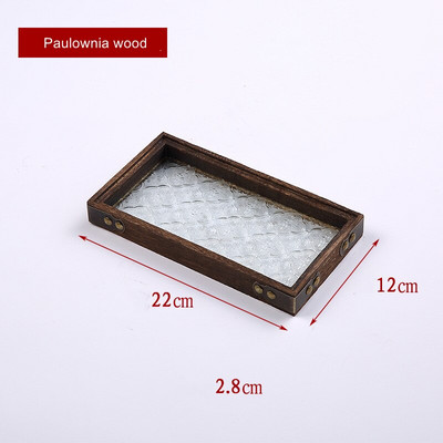 Japán vintage virágos üveg tömörfa tálcák dekoratív rendszerező asztal tároló kosár téglalap alakú tálcák ételek felszolgálásához