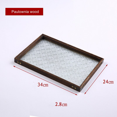 Japán vintage virágos üveg tömörfa tálcák dekoratív rendszerező asztal tároló kosár téglalap alakú tálcák ételek felszolgálásához