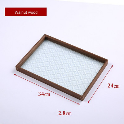 Japán vintage virágos üveg tömörfa tálcák dekoratív rendszerező asztal tároló kosár téglalap alakú tálcák ételek felszolgálásához