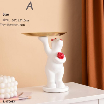 Dekorativni pladanj Pladanj za statue od smole za dekoraciju Doma Dekor Držač nakita Skulptura medvjeda Metalni pladanj Tanjuri za dekoraciju sobe