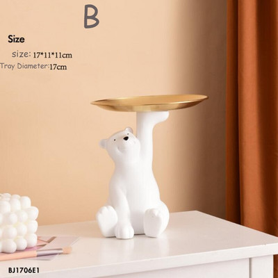 Dekorativni pladanj Pladanj za statue od smole za dekoraciju Doma Dekor Držač nakita Skulptura medvjeda Metalni pladanj Tanjuri za dekoraciju sobe