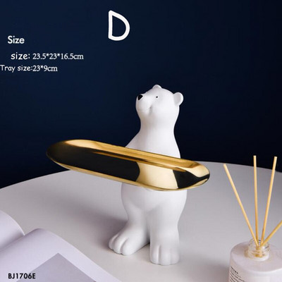 Dekorativni pladanj Pladanj za statue od smole za dekoraciju Doma Dekor Držač nakita Skulptura medvjeda Metalni pladanj Tanjuri za dekoraciju sobe