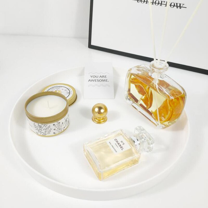 Okrúhly kovový úložný box, bytové dekorácie, tácky, dekoratívny organizér na stôl, kozmetika, parfum, komoda, úložný box, kúpeľňa
