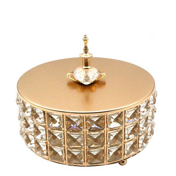 Скандинавски луксозен тава за съхранение на кристали Органайзер за бонбони, плодове, козметична кутия за бижута с капак