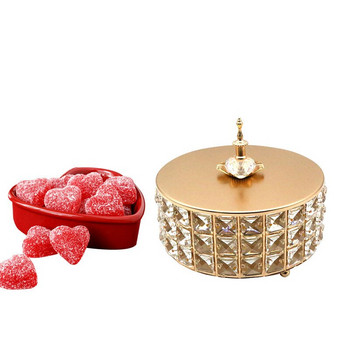Скандинавски луксозен тава за съхранение на кристали Органайзер за бонбони, плодове, козметична кутия за бижута с капак