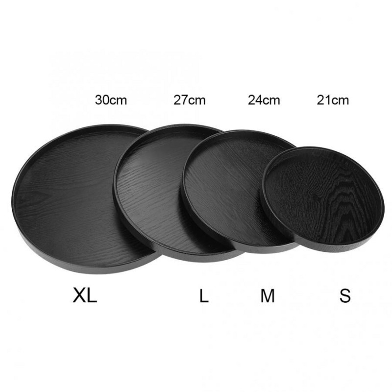 Kinų stiliaus apvalios medienos arbatos padėklai Juodosios medienos arbatos kavos užkandžiai Maisto patiekalų patiekimo padėklas Lėkštė Arbatos padėklų rinkinys Medinis arbatos padėklas