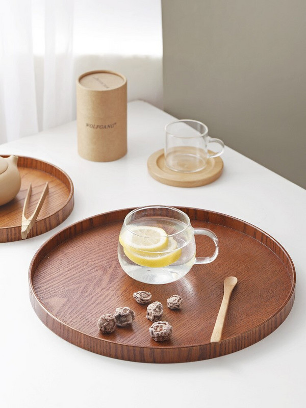 Ümmargused puidust serveerimisalused Teetoidud Puuvilja Serveerimisnõud Vesi Joogivaagen Teetoidu serveerimisalused 21cm/24cm/27cm/30cm/33cm