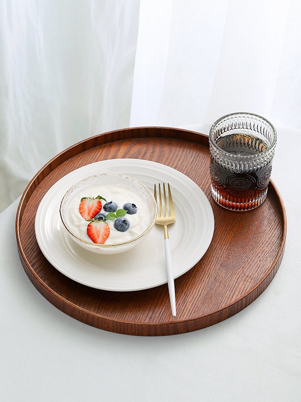 Ümmargused puidust serveerimisalused Teetoidud Puuvilja Serveerimisnõud Vesi Joogivaagen Teetoidu serveerimisalused 21cm/24cm/27cm/30cm/33cm