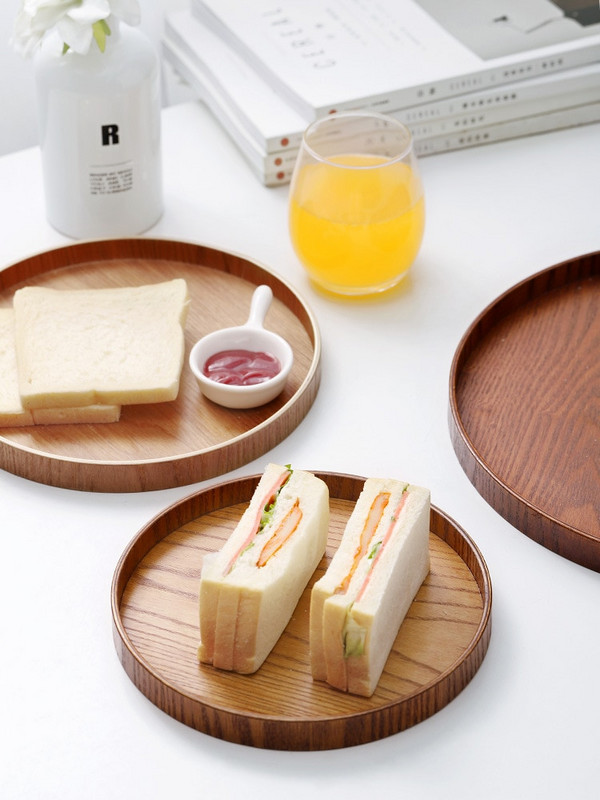 Ümmargused puidust serveerimisalused Teetoidud Puuvilja Serveerimisnõud Vesi Joogivaagen Teetoidu serveerimisalused 21cm/24cm/27cm/30cm/33cm