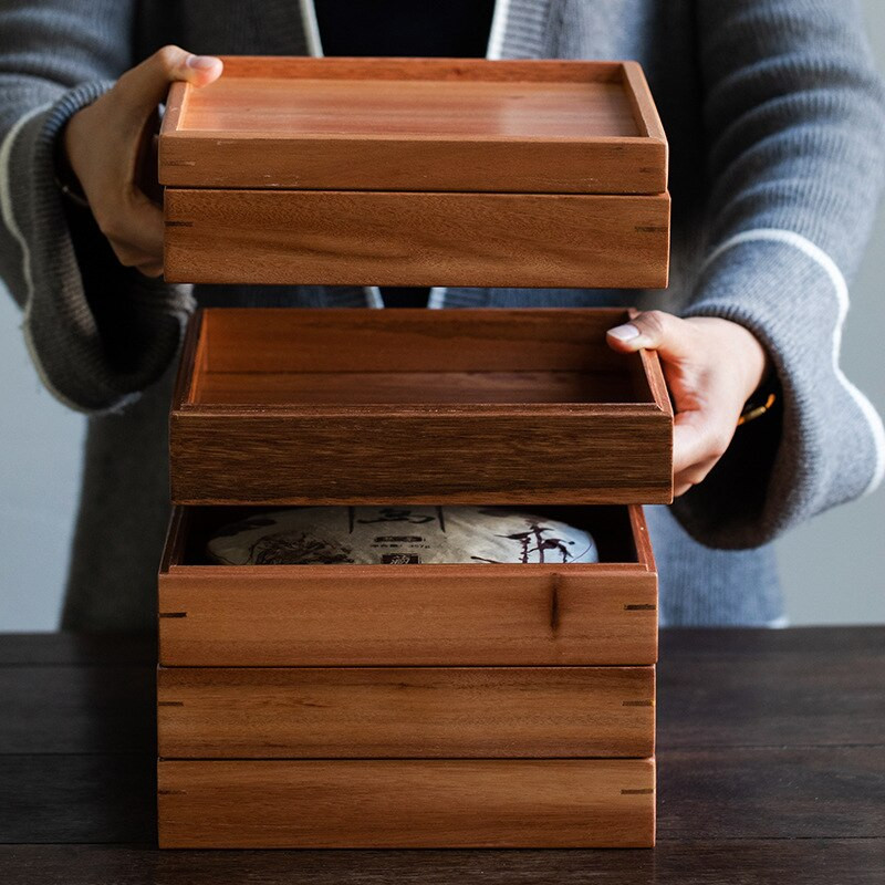 Kiniško bambuko kvadratinis maisto padėklas Medžio masyvo arbatos rinkinys Padėklas Pradžia Pusryčių padėklas tortų padėklas gėlių vazonas Bonsai sodo laikiklis