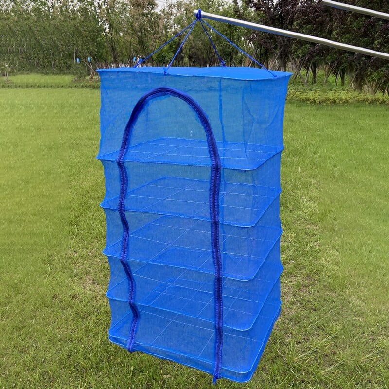 Πτυσσόμενο πλέγμα για ξήρανση τροφίμων 4 στρώσεων Δίχτυ ψαρέματος που στεγνώνει Κρεμαστό καλάθι Πιάτα λαχανικών με ψάρια Στεγνωτήριο Flower Buds Plants Organizer