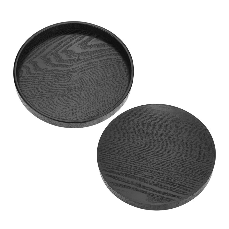 21/24/27/30 cm Apvalus medžio masyvo arbatos stalo padėklas Kinietiškas Kung Fu Užkandžiai Maisto arbatos lėkštė Kava Maistas Patiekalai Serviravimo padėklas Juodas