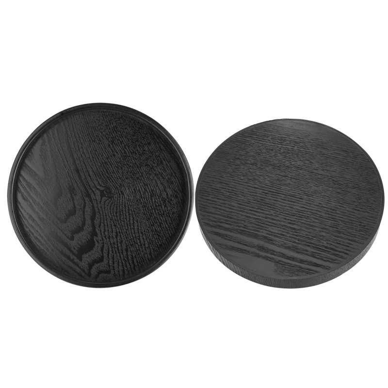 21/24/27/30 cm Apvalus medžio masyvo arbatos stalo padėklas Kinietiškas Kung Fu Užkandžiai Maisto arbatos lėkštė Kava Maistas Patiekalai Serviravimo padėklas Juodas