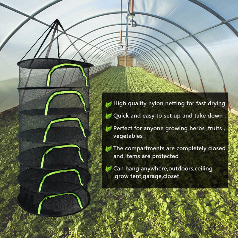 Δίχτυ στεγνώματος 6 στρώσεων Πτυσσόμενο στεγνό ράφι για λουλούδια Μπουμπούκια φυτά Organizer Δίχτυ στεγνώματος βοτάνων για βότανα Κρεμαστό καλάθι στεγνωτήριο πλέγμα τσάντας