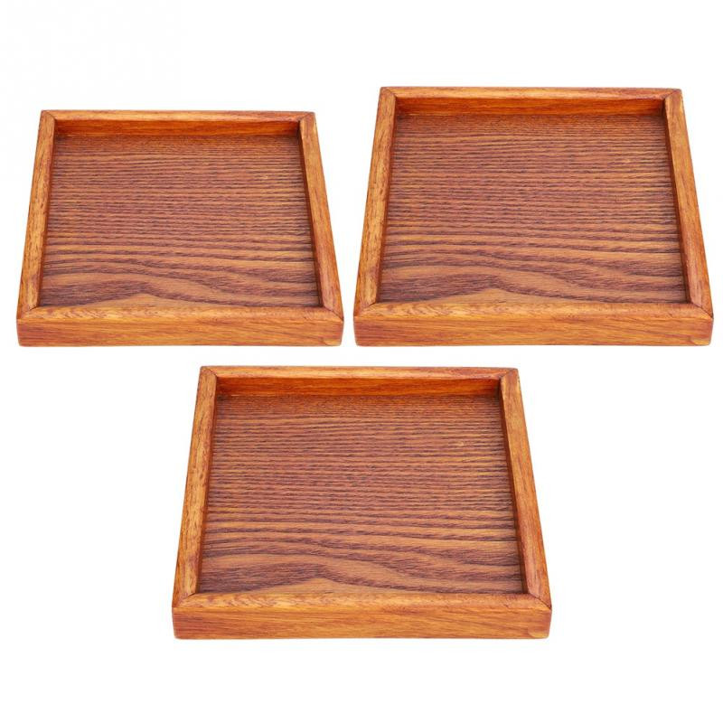 Mažos nešiojamos formos medžio masyvo arbatos Kavos užkandžiai Maisto patiekalai Serviravimo padėklas Vakarienės lėkštės medinis padėklas