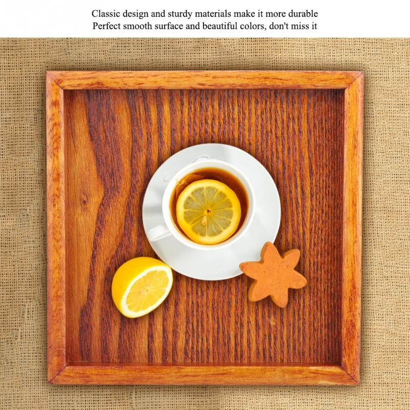Mažos nešiojamos formos medžio masyvo arbatos Kavos užkandžiai Maisto patiekalai Serviravimo padėklas Vakarienės lėkštės medinis padėklas