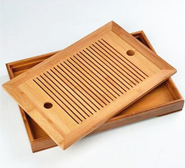 Kuum müük 2 suuruse Kung Fu teekomplekt naturaalsest puidust bambusest teealus Ristkülikukujuline traditsiooniline bambusest Puer teealus Chahai teelaud