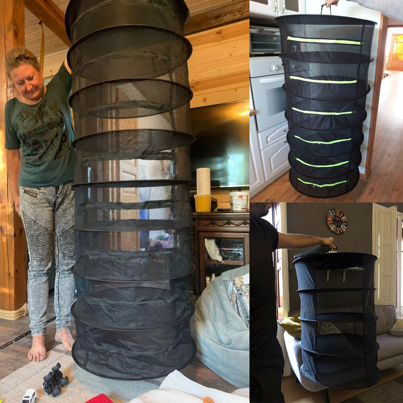 4/6/8 Sluoksniai Žolelių džiovinimo tinklas Sulankstomas žvejybos tinklas Kabantis krepšelis Sulankstomas sauso stovo krepšys tinklinis džiovintuvas žolelėms gėlėms augalams pumpurams