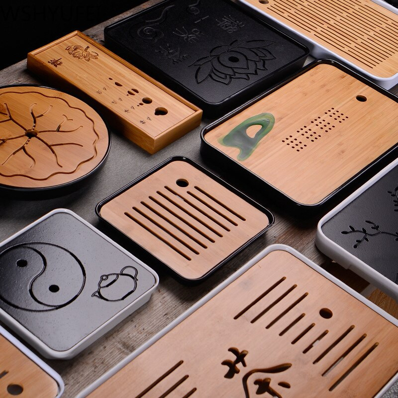 WSHYUFEI Kinijos bambuko padėklas arbatos padėklas vaisių patiekalas Drenažas Vandens laikymas Stalas Arbata Arbatos ceremonijos etiketas Arbata Priedai