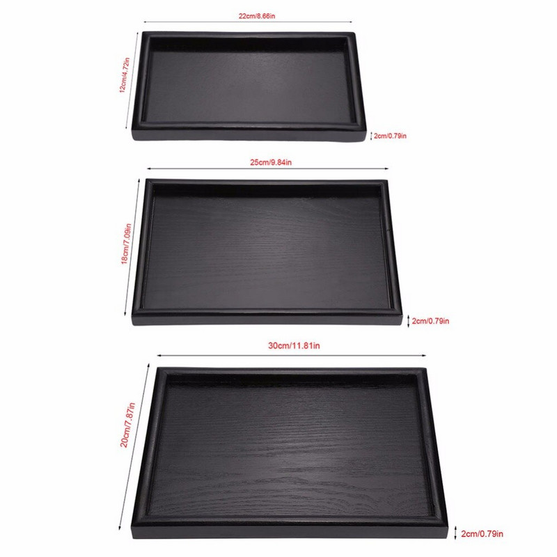 3 размера дървена табла за сервиране Правоъгълна табла за храна Поднос с иконом Дървен поднос за вечеря Закуска Чаша за кафе Поднос за отцеждане за домашна кухня