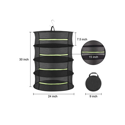 Skersmuo 60cm 2/4/6/8 sluoksnių džiovinimo lentyna tinklelis žolelių džiovinimo juodas tinklelis pakabinamas džiovintuvo stovas su užtrauktuku augalų hidroponikos gėlėms