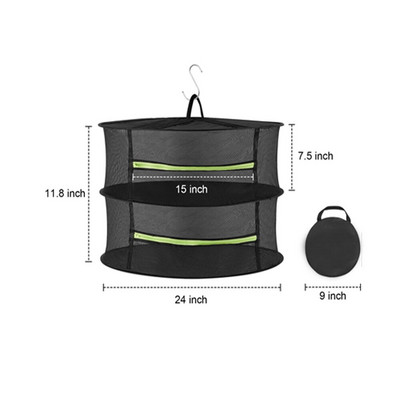 Skersmuo 60cm 2/4/6/8 sluoksnių džiovinimo lentyna tinklelis žolelių džiovinimo juodas tinklelis pakabinamas džiovintuvo stovas su užtrauktuku augalų hidroponikos gėlėms