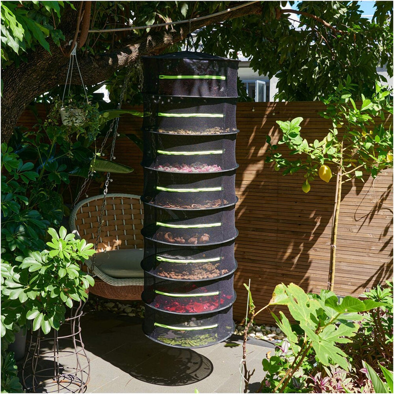 Skersmuo 60cm 2/4/6/8 sluoksnių džiovinimo lentyna tinklelis žolelių džiovinimo juodas tinklelis pakabinamas džiovintuvo stovas su užtrauktuku augalų hidroponikos gėlėms