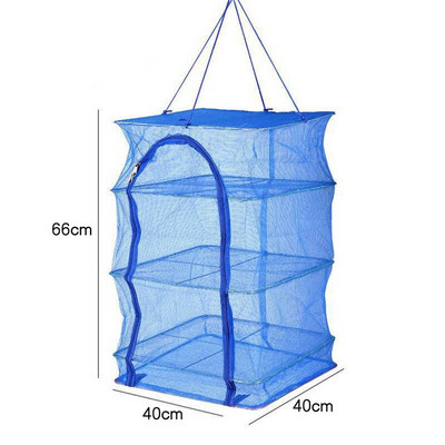 Πτυσσόμενο 4 στρώσεις Δίχτυ ψαρέματος που στεγνώνει κρεμαστό καλάθι με λαχανικά πιάτα ψαριού Στεγνωτήριο ράφι τσάντα διχτυωτό κλουβί Λουλούδια Μπουμπούκια φυτά Διοργανωτής