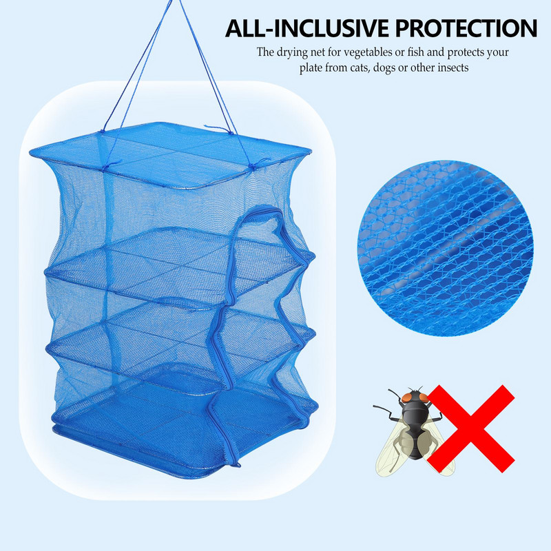 1 vnt Daržovių žuvies sulankstomas džiovinimo tinklelis pakabinamas tinklinis džiovintuvas tinklinis džiovintuvas džiovinimo narvas Kvadratinis nailoninis žuvų tinklelis vaisių daržovių tinklelis