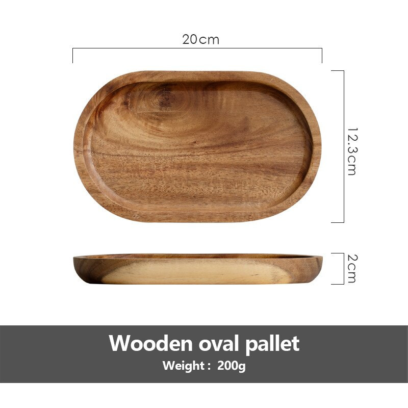 Дървен поднос от японска акация Сервизи за всекидневна Домашен дървен дървен овален поднос за чай Плодов десерт Десерт Поднос за торта