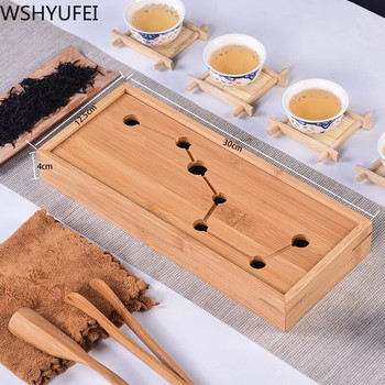 WSHYUFEI Сервиз за чай със седем звезди Китайски натурален бамбуков поднос за чай Правоъгълна традиционна бамбукова поднос за чай пуер Маса за чай Chahai