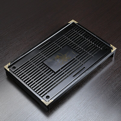 Tömör fa teástálca KungFu teáskészlet fiók Kínai vízelvezető asztal teástálca 43X27X5,5cm