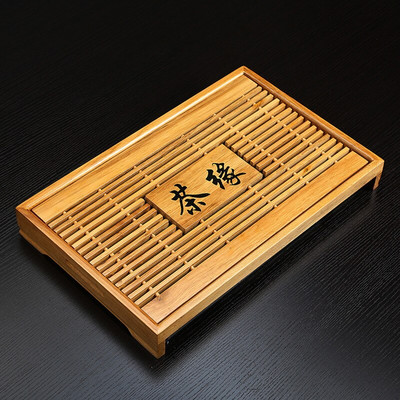 Tömör fa teástálca KungFu teáskészlet fiók Kínai vízelvezető asztal teástálca 43X27X5,5cm